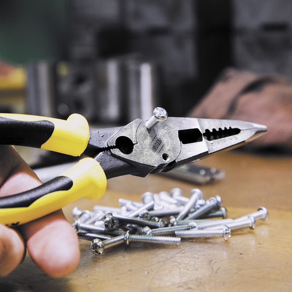 Klein Tools J207-8CR | Pliers, All-Purpose Needle Nose Pliers with Crimper, 8.5-Inch