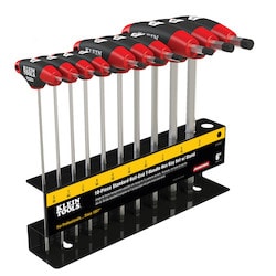 Klein Tools JTH610EB | Hex Key Set, SAE Ball-End T-Handle, 6-Inch, with Stand, 10-Piece
