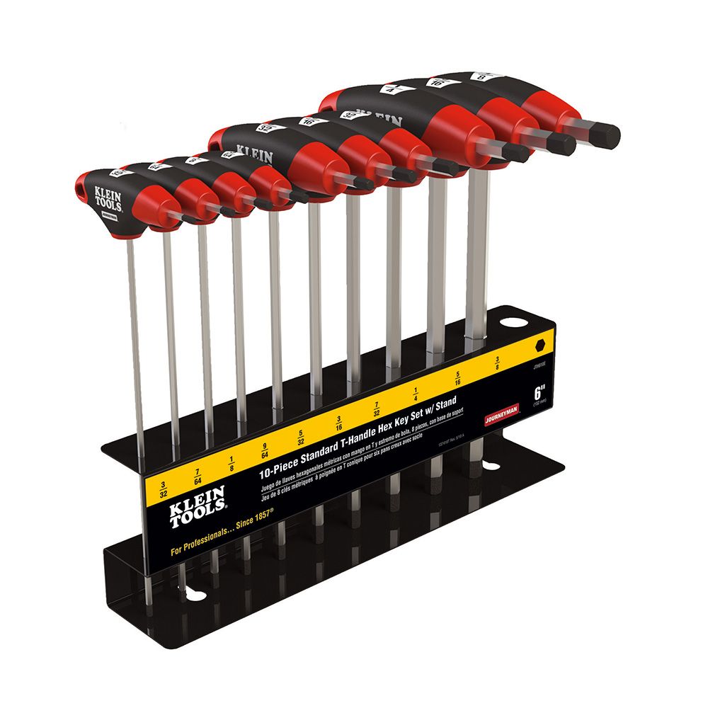 Klein Tools JTH910E | Hex Key Set, SAE, T-Handle, 9-Inch with Stand, 10-Piece