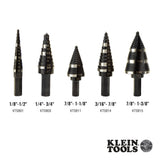 Klein Tools KTSB01 | Step Drill Bit Double-Fluted 1, 1/8 to 1/2-Inch