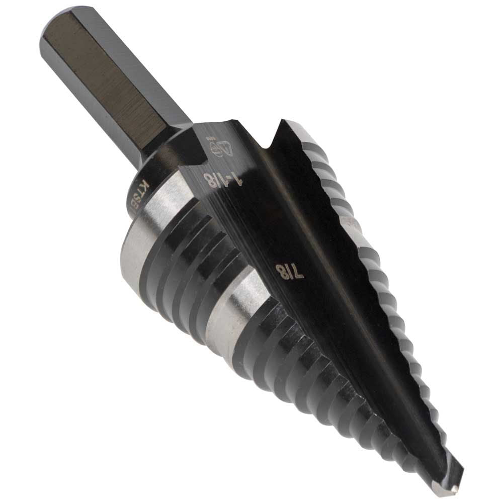 Klein Tools KTSB11 | Step Drill Bit 11 Double-Fluted 7/8 to 1-1/8-Inch
