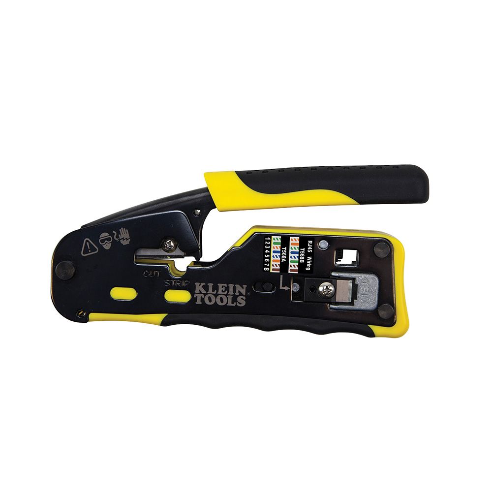 Klein Tools VDV226-110 | Ratcheting Cable Crimper / Stripper / Cutter for Pass-Thru