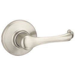 Kwikset 200DNL 15 6AL RCS | Door Lever, Dorian, Round Corner Strike/Adjustable Latch, Satin Nickel, For Passage/Hall/Closet