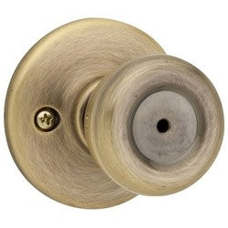 Kwikset 300T 5 6AL RCS | Door Knob, Tylo, Round Corner Strike/Adjustable Latch, Antique Brass, For Privacy/Bed/Bath