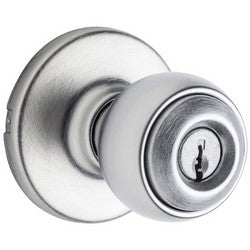 Kwikset 400P 26D 6AL RCS K3 | Door Knob, Polo, 6-Way Adjustable Latch, Round Corner Strike, 3 Keyed Alike, Satin Chrome, For Entry