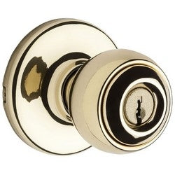Kwikset 400T 3 6AL RCS | Door Knob, Tylo, 6-Way Adjustable Latch, Round Corner Strike, Polished Brass