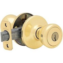 Kwikset 400T 3 6AL RCS K3 | Door Knob, Tylo, Round Corner Strike/Adjustable Latch, 3 Keyed Alike, Polished Brass