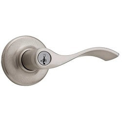Kwikset 405BL 15 6AL RCS | Door Lever, Balboa, 6-Way Adjustable Latch, Round Corner Strike, Satin Nickel