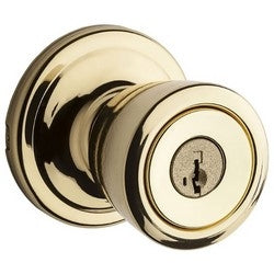 Kwikset 740A 3 SMT 6AL RCS K3 | Door Knob, Abbey, Square Corner Strike/Adjustable Latch, 2 Keyed Alike, Polished Brass