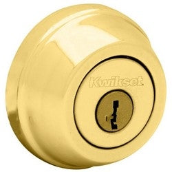 Kwikset 780 3 SMT 6AL STRKP | Door Deadbolt, Smartkey, Round Corner Strike/Adjustable Latch, Single Cylinder, Polished Brass
