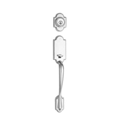 Kwikset 800AN LIP L03 SMT 6AL STRKP | Door Handleset, Arlington, Round Corner Strike/Adjustable Latch, Single Cylinder, Lifetime Polished Brass, Without Interior Pack