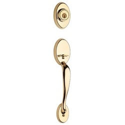 Kwikset 800CE L03 SMT RCAL RCS LIP | Door Handleset, Chelsea, Smartkey, Round Corner Strike/Adjustable Latch, Single Cylinder, Polished Brass, Without Interior Pack