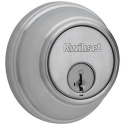 Kwikset 816 26D SMT RCL RCS | Door Deadbolt, Smartkey, Round Corner Strike, Single Cylinder, 3" Diameter, Satin Chrome