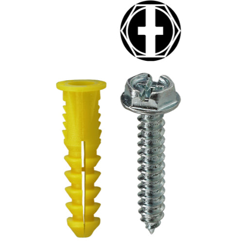 L. H. Dottie 2AKHXTP | 10 Yellow Wing Conical Anchor Kit With Hex Head Combo Drive Screws (Tuff Pack)