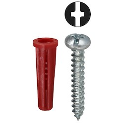 L. H. Dottie RD3 | 8 Red Conical Anchor Kit With Pan Head Combo Drive Screws