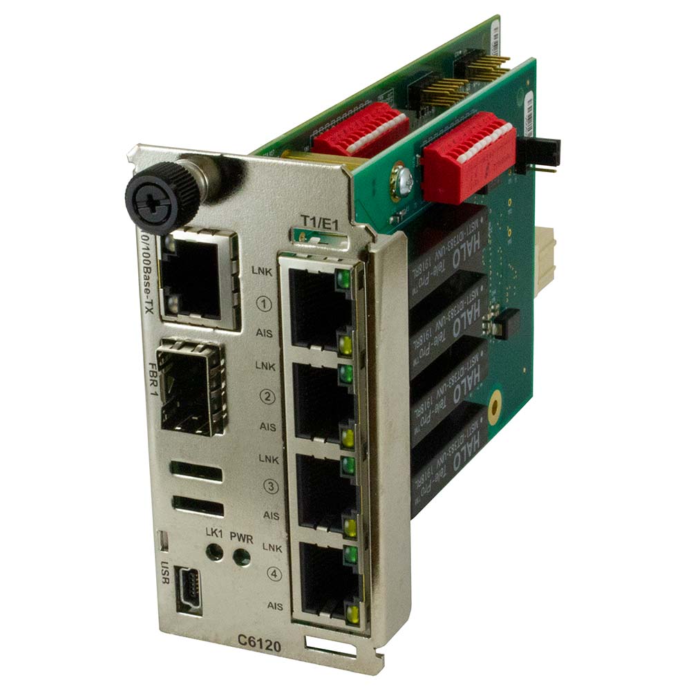Lantronix C6120-1014 | ION DS1 – T1/E1/J1 Network Interface Device Module4 x DS1 – T1/E1/J1 + 10/100 Ethernet over Fiber