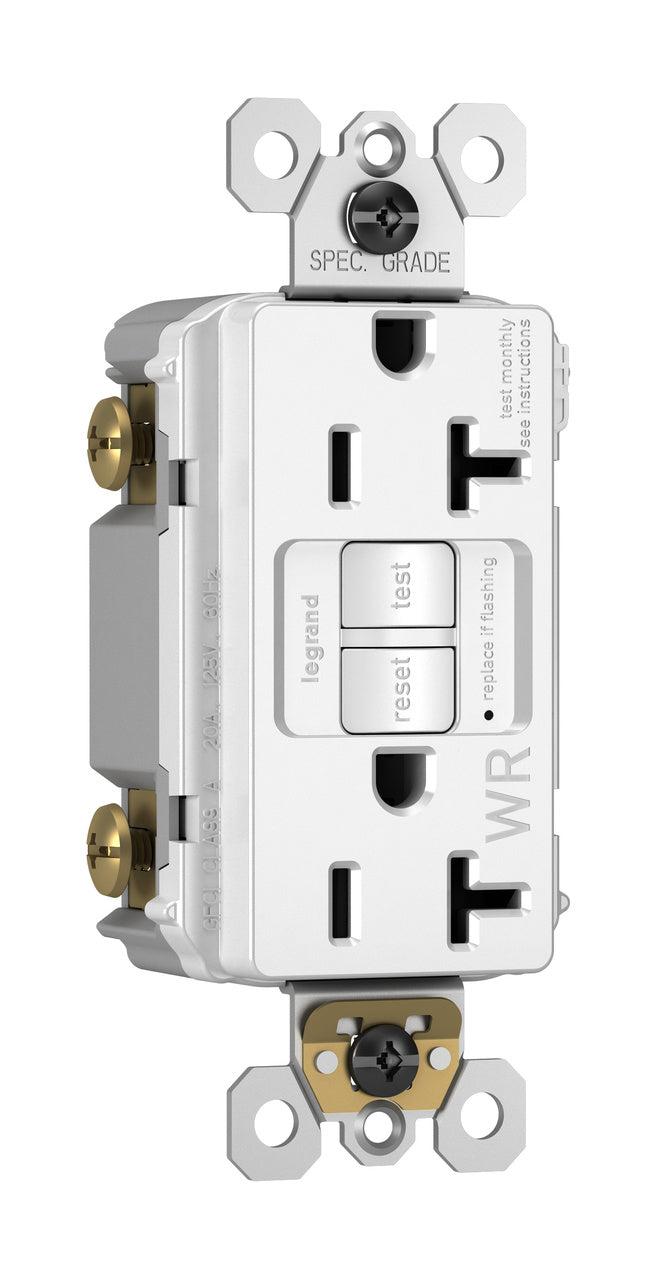 Legrand 2097-TRWRW | Radiant Tamper-Resistant Weather-Resistant 20A Duplex Self-Test Gfci Receptacles With Safelock Protection, White
