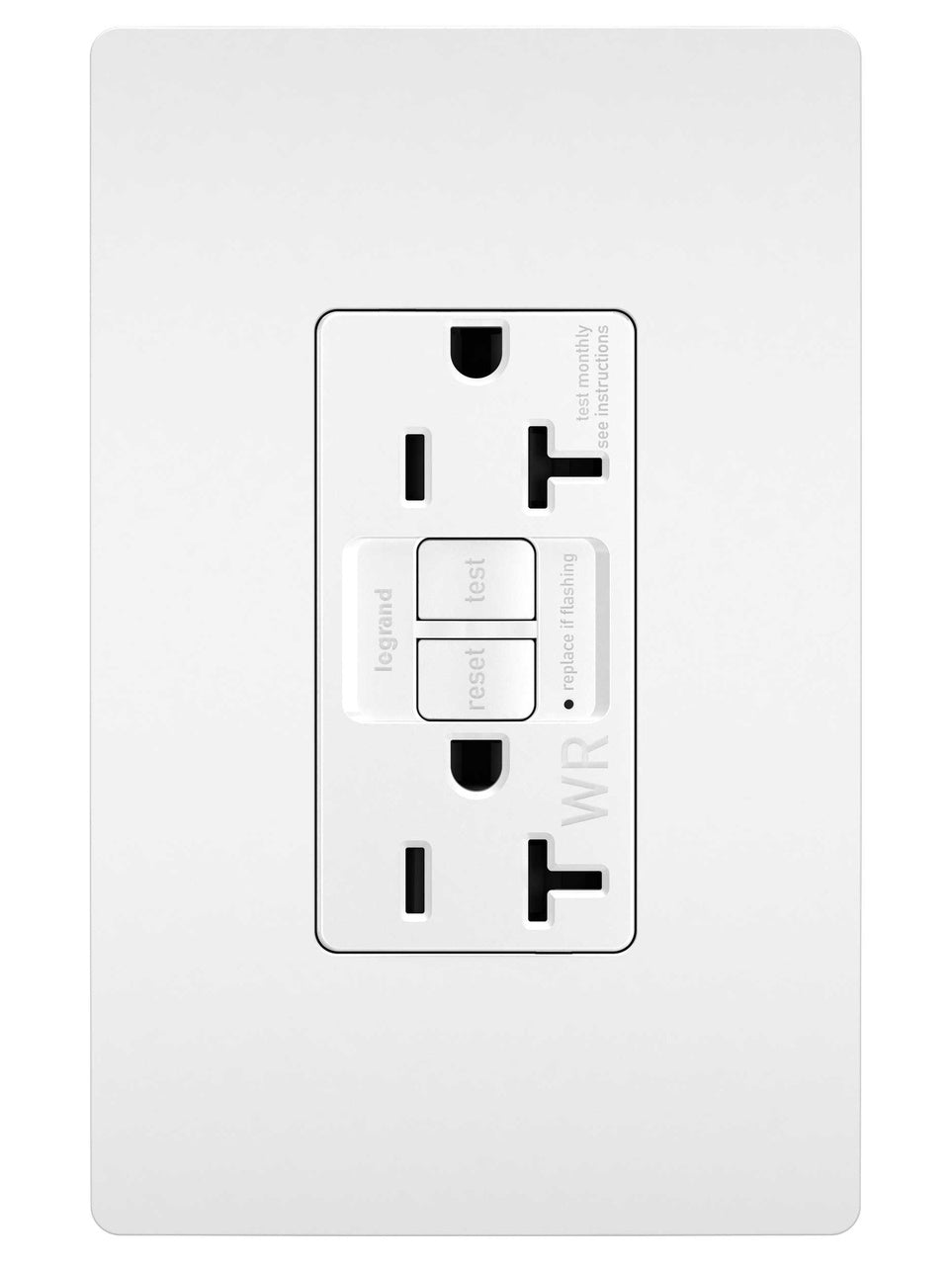 Legrand 2097-TRWRW | Radiant Tamper-Resistant Weather-Resistant 20A Duplex Self-Test Gfci Receptacles With Safelock Protection, White