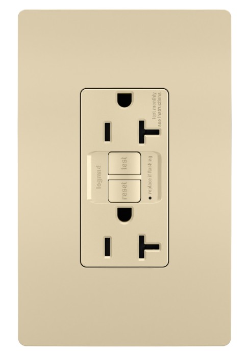 Legrand 2097I | Radiant 20A Duplex Self-Test GFCI Receptacles with SafeLock Protection, Ivory