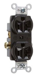 Legrand CR20BK | Commercial Grade Duplex Receptacle, 125V, 20A, Black