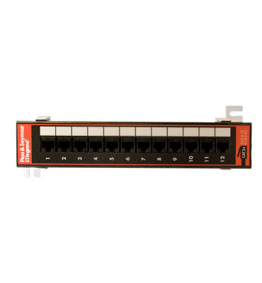 Legrand 12845C5E89 | Patch Panel, Wall Mount, 12-Port, Cat 5E, RJ45 Male Plug, RJ45 Female Jack Receptacle, 2.25" Width x 1.625" Depth x 10" Height, Black, With Bracket