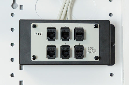 Legrand AC1000 | Network Interface Module, 6-Port, RJ45 Connector, 6.5" Width x 2.7" Depth x 2.9" Height, 18 Gauge Cold Rolled Steel, Gray