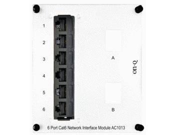 Legrand AC1013 | Network Interface Module, 6-Port, Cat 6, RJ45/IDC Connector, 5.9" Width x 2.1" Depth x 6" Height, 18 Gauge Cold Rolled Steel, Platinum Gray