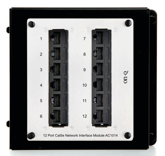 Legrand AC1014 | Network Interface Module, 12-Port, Cat 5E, RJ45/IDC Connector, 5.9" Width x 2.1" Depth x 6" Height, 18 Gauge Cold Rolled Steel, Platinum Gray