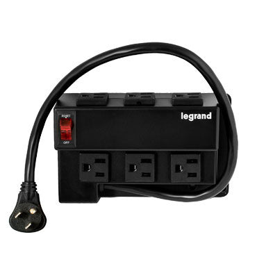Legrand AC1031 | Enclosure Power Strip Module, Half Width, 125 Volt AC, 15 Ampere, 6.4" Width x 2.5" Depth x 3.9" Height, PVC, Black