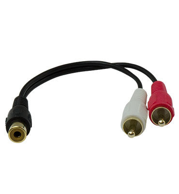 Legrand AC2702BK | Audio/Video Cable, 28 AWG, 6" Length, RCA Female/Male Adapter, Gold Plated Connector, Black