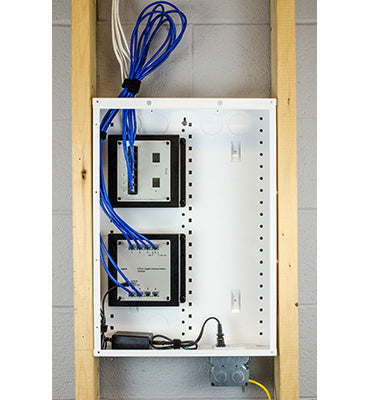 Legrand AC1013 | Network Interface Module, 6-Port, Cat 6, RJ45/IDC Connector, 5.9" Width x 2.1" Depth x 6" Height, 18 Gauge Cold Rolled Steel, Platinum Gray