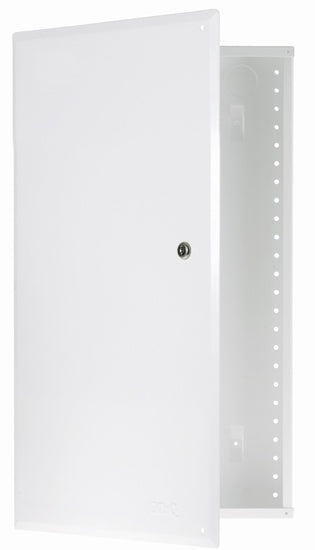 Legrand EN2850 | Enclosure, 14.25" Width x 3.6" Depth x 28" Height, 20 Gauge Cold Rolled Steel, Protective Powder Coated, Glossy White, With Hinged Cover