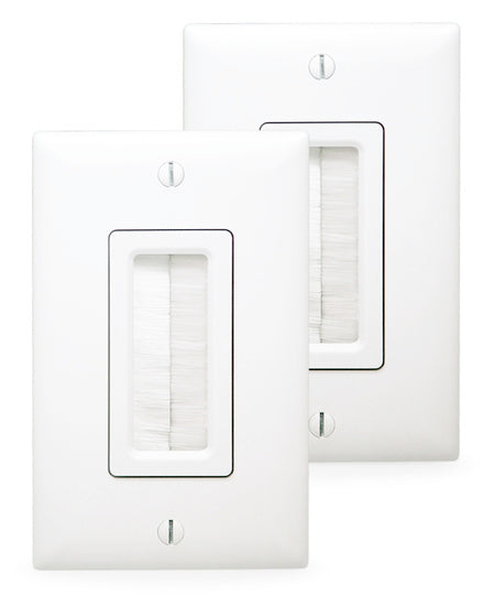 Legrand HT2004WHV1 | Dual Cable Access Kit, 1.65" Width x 1.3" Depth x 4.19" Height, High Impact Flame-Retardant Plastic, With (2) Brush Strap Wallplate