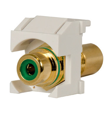 Legrand KSRCAGNW | Keystone Insert, Audio/Video, RCA to RCA, Green Insulator, White