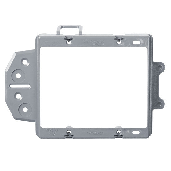 Legrand SLV2B | Electrical Box Bracket, Low Voltage, 2-Gang, Face Mount, 5.86" Width x 1.5" Depth x 3.78" Height, Cast Alloy, For New Construction with Quick/Click Technology
