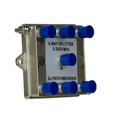 Legrand VM0206 | Coax Splitter, 6-Way, Low Voltage, 6-Port, Vertical, 2 Gigahertz, 3.43" Width x 1.14" Depth x 2.67" Height, Nickel Plated with Tin Sealed