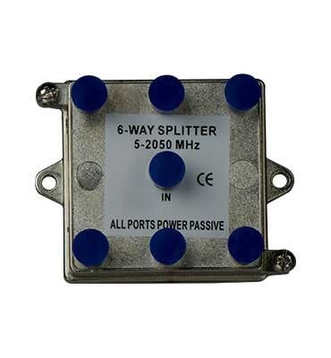 Legrand VM0206 | Coax Splitter, 6-Way, Low Voltage, 6-Port, Vertical, 2 Gigahertz, 3.43" Width x 1.14" Depth x 2.67" Height, Nickel Plated with Tin Sealed