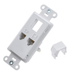 Legrand WP1000WH | Wall Outlet Strap, Phone/Data, 3-Port, (1) RJ45/RJ11/Blank Keystone Jack, 1.65" Width x 1.367" Depth x 4.19" Height, High Impact Plastic, White
