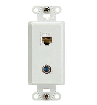 Legrand WP3215WHV1 | 2-Port (1) F-Connector (1) RJ45 Cat 5e Wall Plate, White