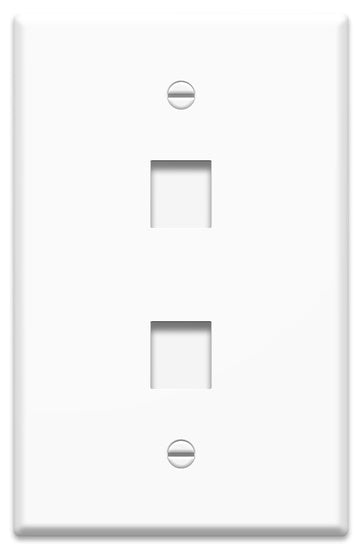 Legrand WP3302WH | Keystone Wallplate, Oversized, 1-Gang, 2-Port, 3.11" Width x 0.22" Depth x 4.87" Height, High Impact Flame-Retardant Plastic, White