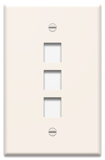 Legrand WP3303LA | Keystone Wallplate, Oversized, 1-Gang, 3-Port, 3.11" Width x 0.22" Depth x 4.87" Height, High Impact Flame-Retardant Plastic, Light Almond