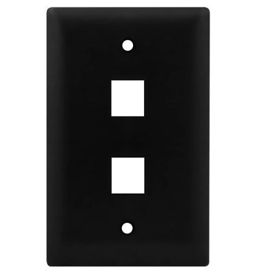 Legrand WP3402BK | Keystone Wallplate, 1-Gang, 2-Port, 2.94" Width x 0.44" Depth x 4.69" Height, ABS Plastic, Black