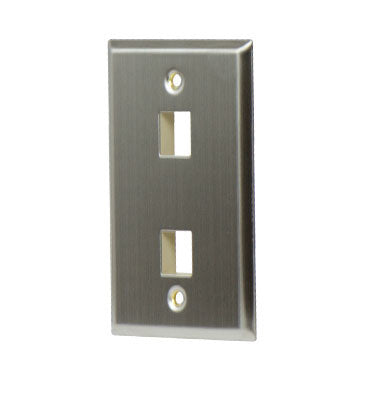 Legrand WP3402SS | Keystone Wallplate, 1-Gang, 2-Port, 2.94" Width x 0.44" Depth x 4.69" Height, ABS Plastic, Stainless Steel