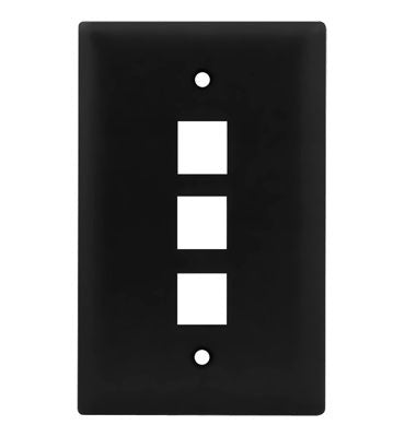 Legrand WP3403BK | Keystone Wallplate, 1-Gang, 3-Port, 2.94" Width x 0.44" Depth x 4.69" Height, ABS Plastic, Black