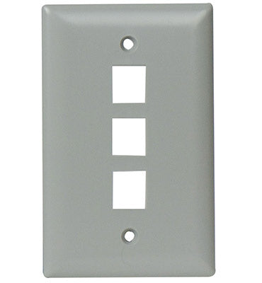Legrand WP3403GY | 1-Gang, 3-Port Wall Plate, Gray