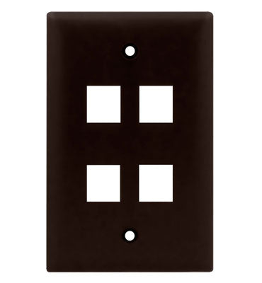 Legrand WP3404BR | Keystone Wallplate, 1-Gang, 4-Port, 2.94" Width x 0.44" Depth x 4.69" Height, ABS Plastic, Brown