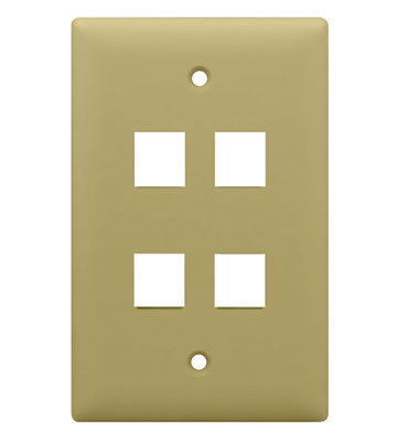 Legrand WP3404IV | Keystone Wallplate, 1-Gang, 4-Port, 2.94" Width x 0.44" Depth x 4.69" Height, ABS Plastic, Ivory