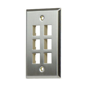Legrand WP3406SS | 1-Gang, 6-Port Wall Plate, Stainless Steel
