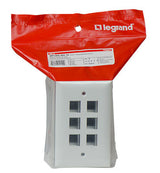 Legrand WP3406WH | Keystone Wallplate, 1-Gang, 6-Port, 2.94" Width x 0.44" Depth x 4.69" Height, ABS Plastic, White