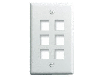 Legrand WP3406WH | Keystone Wallplate, 1-Gang, 6-Port, 2.94" Width x 0.44" Depth x 4.69" Height, ABS Plastic, White